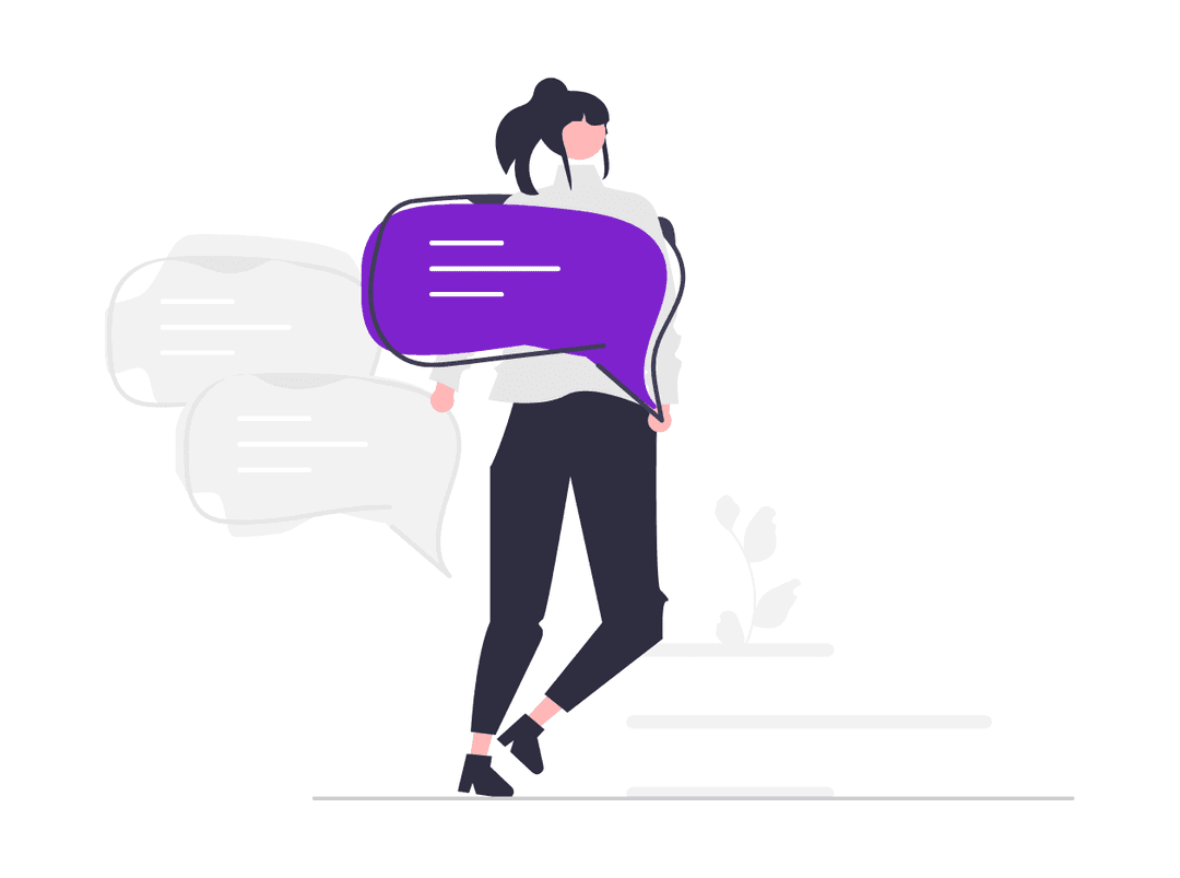 Illustration of a person holding a chat bubble